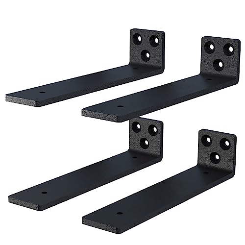 NEODROP 12 Inch Floating Shelf Brackets, Heavy Duty Hidden Bracket for Wall, Mantel, Bookshelves, Black Powder Coated Steel, 4-Pack - size: 12 Inch, style: 4 Pack