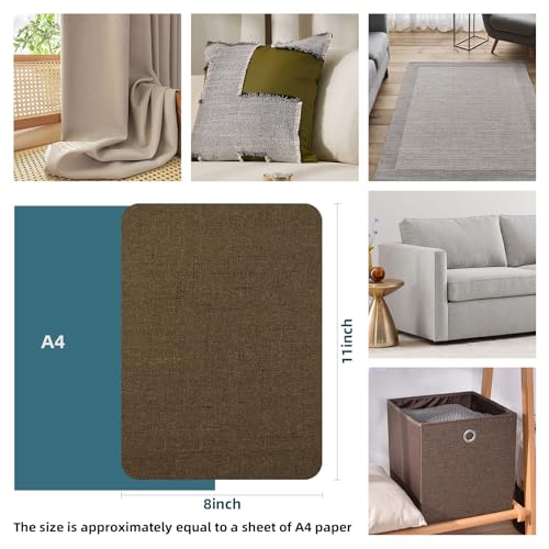 WILDREEDS 2 Pcs 8 x11 Inch Linen Repair Patches, Self-Adhesive Fabric Patch for Sofas, Couch, Furniture,Tote Bags, Car Seats (Dark Brown) - color: Dark Brown