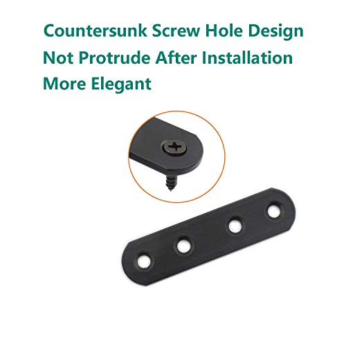 4 Pack Flat Mending Plate for Wood, ULIFESTAR Black Iron Flat Straight Brace Brackets Metal Repair Fixing Wood Brace Joining Plates Connector for Repairing Wooden Furniture with Mounting Screws - size: 3.15 x 0.79 x 0.12 inches