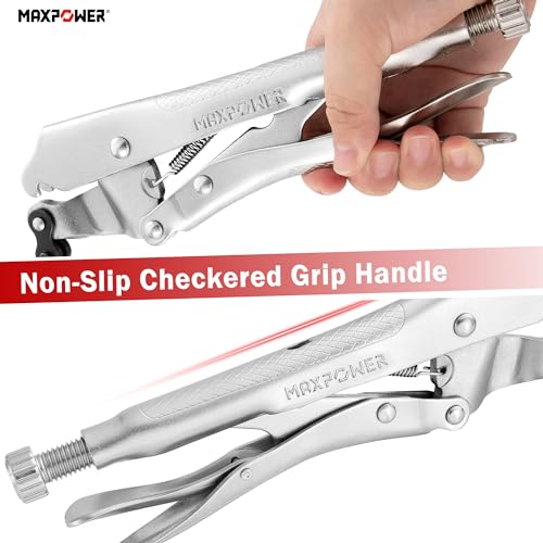 MAXPOWER Locking Chain Clamp, 9-Inch Locking Chain Pliers with 47.2” Chain, 14.2” Diameter, Quick Release - size: 47.2" Chain