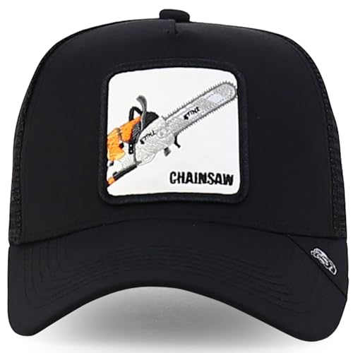 Trendy Apparel Shop 5 Panel Structured Tool Theamed Design Trucker Cap - color: Chainsaw Black