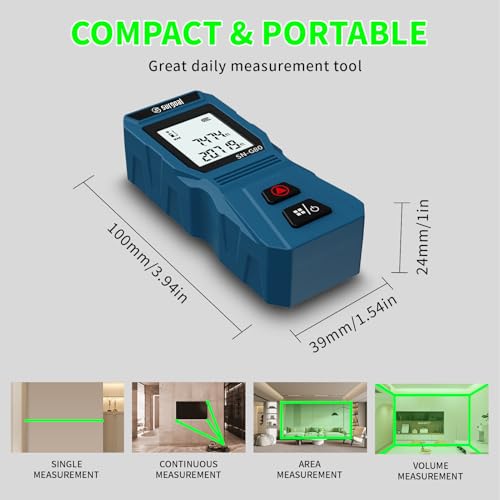 Mini Laser Measure wiht USB-C Rechargeable Pocket-Size Digital Tape 262FT