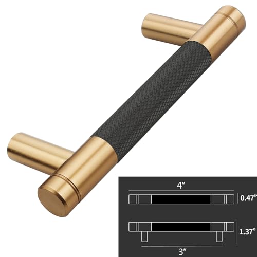 30 Pack 3 Inch 76 mm Bronze and Black Knurled Cabinet Handles Cabinet Pulls Aluminum Handles Knurled Drawer Pulls Oxidation Finish with Diamond Pattern - color: Bronze and Black, size: 3 Inch