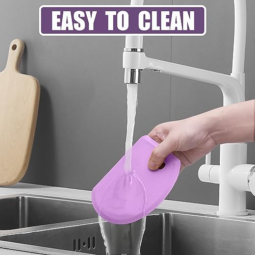 Sapid Silicone Bowl Scraper Flexible Curved Edge Dough Scraper Baking Bread - color: Purple