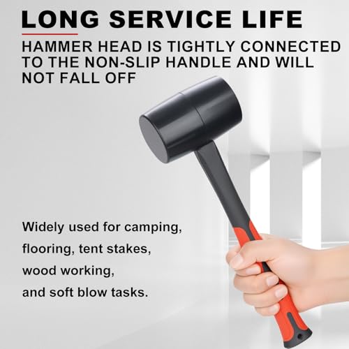 DESHIL Rubber Mallet 16 oz, Durable Rubber Hammer with Fiberglass Handle