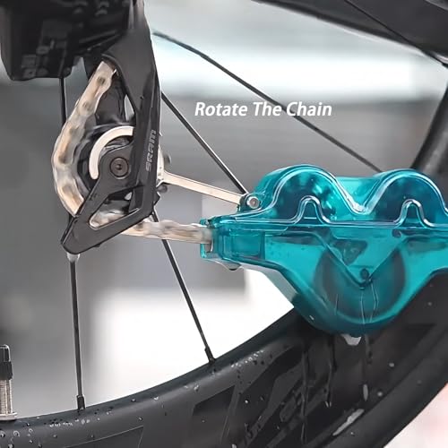 Upgraded Polycarbonate Bike Chain Cleaner Tool – Chain Scrubber with 360° Automatic Brushes, No Chain Removal Drivetrain Maintenance Kit for Mountain Bike,Road Bike,Ebike and Trail Bikes