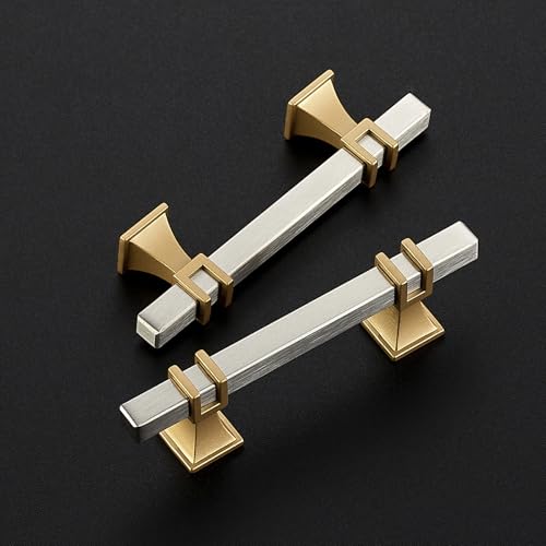 HOME EDIT Brushed Nickel&Gold Pulls Cabinet Handles 3 Inch 5 Pack - color: Brushed nickel and gold, size: 3 In Hole Center