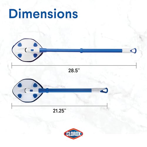 Clorox Extendable Tub & Tile Scrubber with Polyurethane Head – Heavy Duty Bathroom Cleaning Brush with Bonus Refill, Pivoting Head, Replaceable Pad, Works with Clorox Wipes - size: 1 Count (Pack of 1)