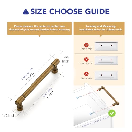 Ravinte Antique Brass Kitchen Pulls Cabinet Handles 5 Inch 10 Pack - color: Antique Brass, size: 5 Inches Hole Center