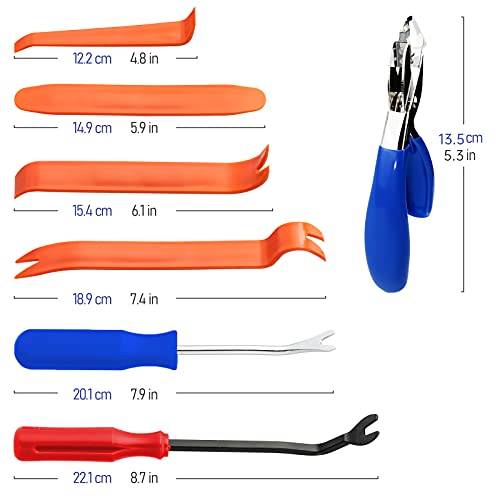 7 Pieces Staple Remover Tools Set for Upholstery, Construction and Auto Car, Professional Tack and Nail Puller Kit for Efficiently and Easily Remove All Kinds of Staples,Tacks and Nails (Blue) - color: Blue