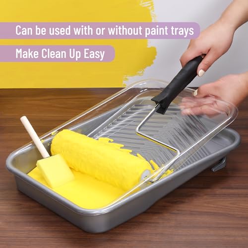 Bates- Paint Tray Set, 9 Inch, 22 pcs, 1x 9 Inch Paint Roller Tray, 20x Disposable Plastic Liners & 1x Roller Frame (Pack of 8) - size: 22 pcs (Pack of 8)