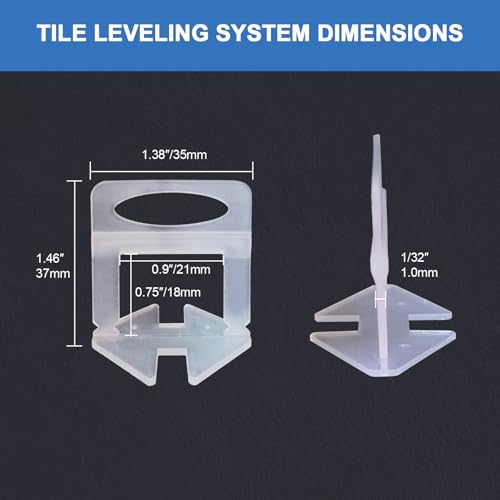 Tile Leveling System Clips 1/32" Tiles Leveler Spacers 1mm Tile Tools Set 2000pcs Tile Leveling for Professional Ceramic Stone Installation - size: 2000pcs 1.0mm Tile Leveling Spacers
