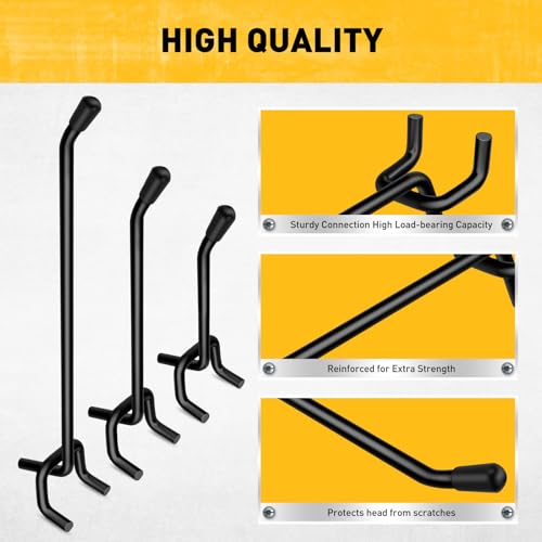 ELEAD 66-Piece 2/4/6 Inch Extra Thick Pegboard Hooks, Heavy Duty Peg Board Organizer Accessories, Peg Board Tool Hangers Fit for 1/4" Pegboard Hanging Tools Garage, Workshop, and Craft Storage - style: 66-Piece 2&4&6 Inch extra thick