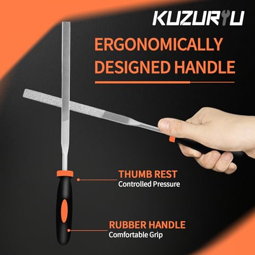 KUZURYU 14PCS Needle File Set - Small Diamond Files with 6 Jeweler's Files & 6 Steel Files （150mm）for DIY, Jewelry, Plastic, Wood & Metal Crafting – with Storage Bag & Steel Brush - size: Needle File-14PCS
