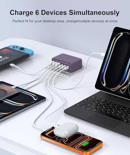 USB C Fast Charger Block 100W Compact for Multiple Devices Wall Charger - color: Purple
