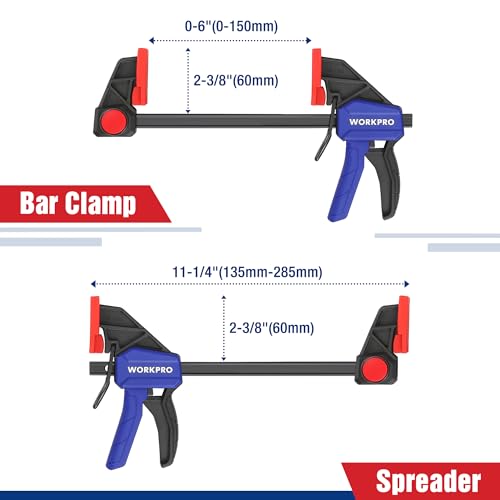 WORKPRO 6" Clamps for Woodworking 2-Pack, Light Duty Wood Clamps - size: 6"