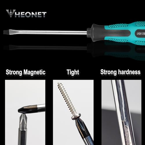 Stocking Stuffers for Men: 6-Piece Magnetic Screwdriver Set with 4-in-1 Keychain Tool | Includes Phillips & Flat Head | Non-Slip Grip for DIY & Home Repair | Practical Gift (Green & Black) - color: Green/Black