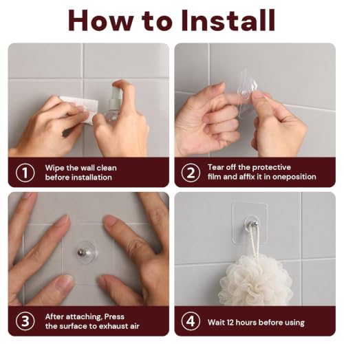 24 PCS Picture Hanging Hooks, Wall Hangers Without Nails, Adhesive Wall Hooks for Kitchen, Bathroom, Home and Office (14 mm) - size: 24PCS（14mm）