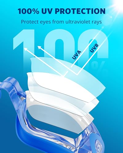 Aegend Swim Goggles, Swimming Goggles No Leaking Full Protect Adult Youth - color: Sapphire Blue Clear