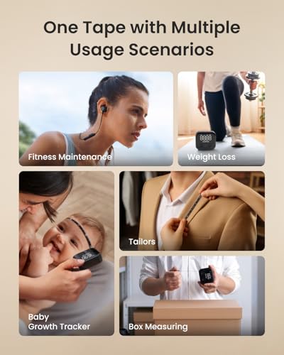 RENPHO Smart Body Measuring Tape for Weight Loss, Rechargeable, LED Display