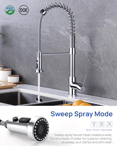J-HVA Pull Down Kitchen Faucet Sprayer Head Replacement Part, Chrome | 3 Function with 15 Connectors Pull Out Sink Sprayer Replacement Nozzle, Kitchen Faucet Head Hose Spray Tap Spout - color: Chrome