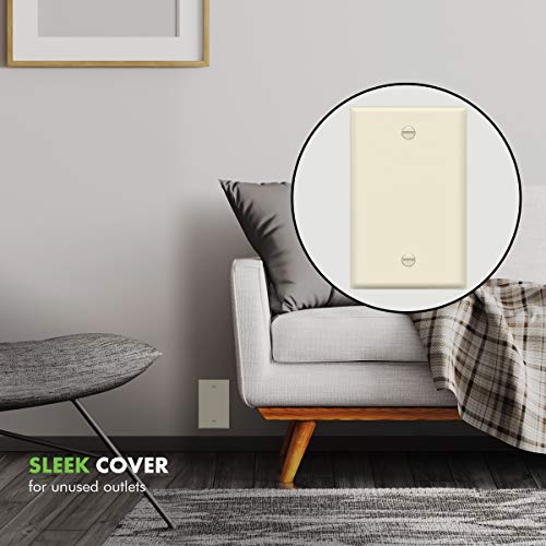 ENERLITES 10 Pack Mid-Size Blank Wall Plate Cover, 1-Gang, Light Almond - color: Light Almond, size: Mid-Size