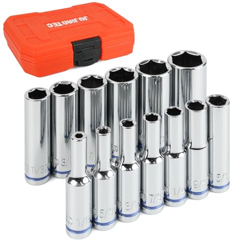 1/4" Drive SAE Master Socket Set, 13-Piece Deep Hex - size: Deep, style: 13pcs-SAE