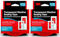 3M Interior Transparent Weather Sealing Tape, 1.5" x 10 Yards (2 Pack), Moisture-Resistant Insulating Tape for Interior Windows & Doors – Seals Drafts, Reduces Energy Loss, No-Residue Removal