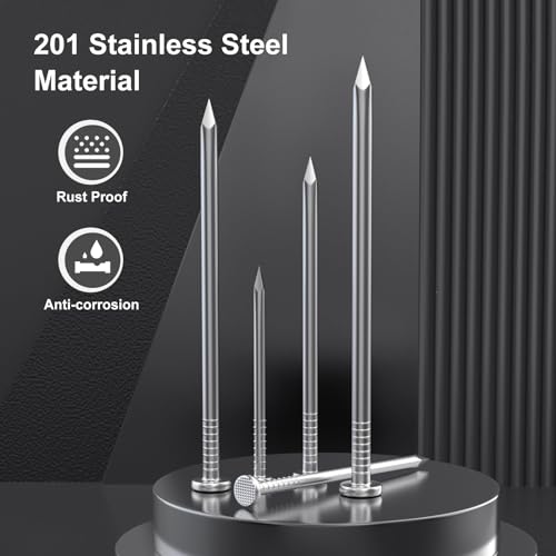 VGBUY 1300PCS Stainless Steel Hardware Nails, 3/4 Inch 17Gauge Flat Head Nails for Hanging Pictures,Picture Hanging Nails, Small Nails, Wall Nails, Wood Nails, Finishing Nails - color: Silver, size: 3/4 in