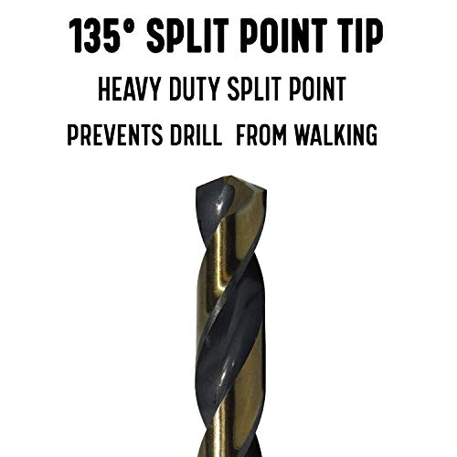 Drill America KFD3/64P12 KFD3/64 HSS Split Point Killer Force Jobber Length Drill Bit, 3/64", Black and Gold (Pack of 12) - KFD3/64P12 - size: 3/64"