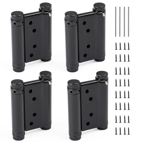 3" Double Action Spring Hinges, Self Closing Door Hinges for Saloon Cafe Pub Swinging Doors, 201 Stainless Steel, Including Pins and Screws, 4-Pack