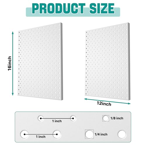 EVERHANGER Metal Pegboard Panels, Heavy Duty Pegboard Wall Organizer - color: Gray, size: 2pack 12"X16"