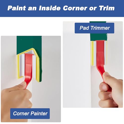 10Pcs Paint Edger Kit,360 ° Rotating Handle Paint Edger with Trim, Touch-Up Pad,Corner Wall and Ceiling Pad Painter，Edge Painting Tool with Painter's Pad Refills