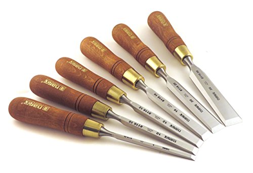 Narex Czech Steel Premium 6 pc set w/ 6 mm (1/4), 10 mm (3/8), 12 mm (1/2), 16 mm (5/8), 20 mm (13/16), 26 mm (1-1/16) Woodworking Chisels w/Hornbeam Handles in Wooden Presentation Box 853200