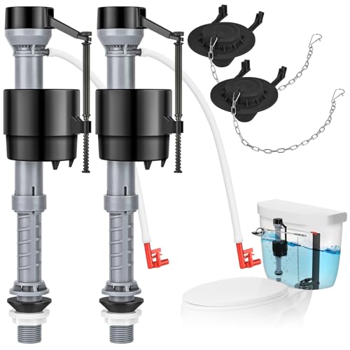 Universal Toilet Flusher Replacement Kit, Water-Saving & Height Adjustable Fill Valve, 2-Inch Flapper, Quiet & Anti-Siphon Toilet Repair Kit Inside Tank, Easy to Install (Black, 2-Pack) - color: Black