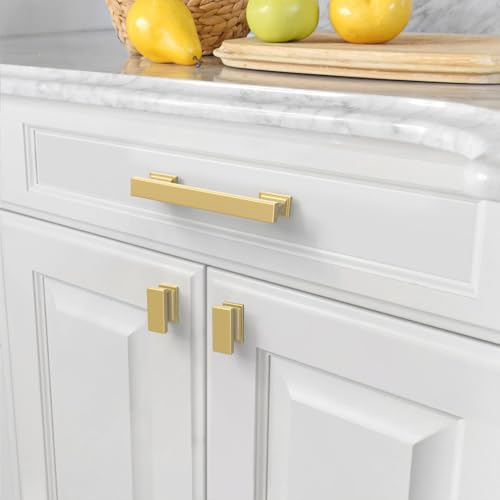 Amerdeco 10 Pack Brushed Gold Cabinet Pulls 3-3/4" - color: Brushed Gold, size: 3.75" hole center