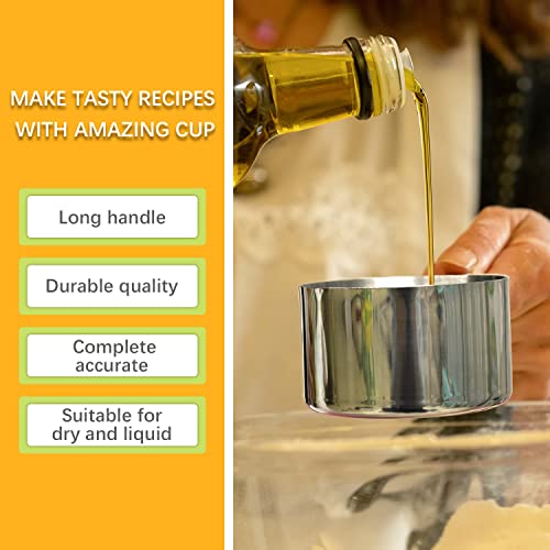 2PCS 3/4cup(177ml) Measuring Cup, Stainless Steel Measure Scoop - size: 3/4cup
