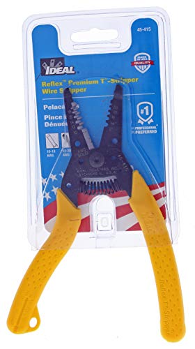 IDEAL Electrical 45-415 Premium Reflex T-5 Stripper - 10-20 AWG, Wire Stripper, Plier Nose, Slide Lock, Textured Grips,Yellow - size: 10-18 AWG Solid