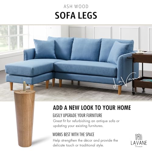 La Vane 6 inch Ash Wood Tapered Furniture Legs 4-Pack with 5/16" Thread | Walnut Ash Wood with Straight Grain, 400lb Load Capacity, Hardware inclu., Mid-Century Modern, Upgrade for Sofa Cabinet - color: Tapered-walnut, size: 6"