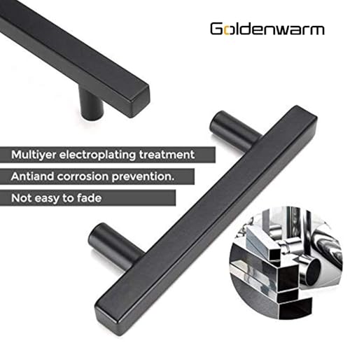 Goldenwarm 10 Pack 3 Inch Black Cabinet Handles Kitchen Drawer Pulls - color: Black, size: 3 Inch Hole Center
