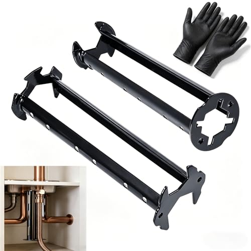 Multifunctional Sink Wrench with Black Nitrile Gloves Set, Carbon Steel Basin Wrench, Sink Wrench Tool for Under Sink Tight Spaces, Faucet Installation & Plumbing Repair Tool Kit