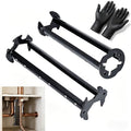 Multifunctional Sink Wrench with Black Nitrile Gloves Set, Carbon Steel Basin Wrench, Sink Wrench Tool for Under Sink Tight Spaces, Faucet Installation & Plumbing Repair Tool Kit