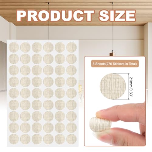 PATIKIL 270 Pieces Screw Hole Stickers, 5 Sheet Self-Adhesive Waterproof PVC Wood Grain Sticker for Screw Holes Wall Cabinets Desk Repairing, Checkered Beige, 21mm/0.83 Inch - color: Checkered Beige