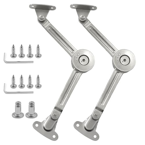 Uenhoy 2 Pcs Lid Support Hinges Soft-Close Zinc Alloy 50 Lbs Silver