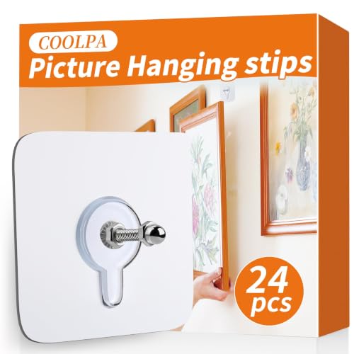 24 PCS Picture Hangers Without Nails, Wall Hangers Without Nails, Adhesive Wall Hooks, to use Inside Kitchen, Bathroom, Home and Office - size: 24PCS（8mm）