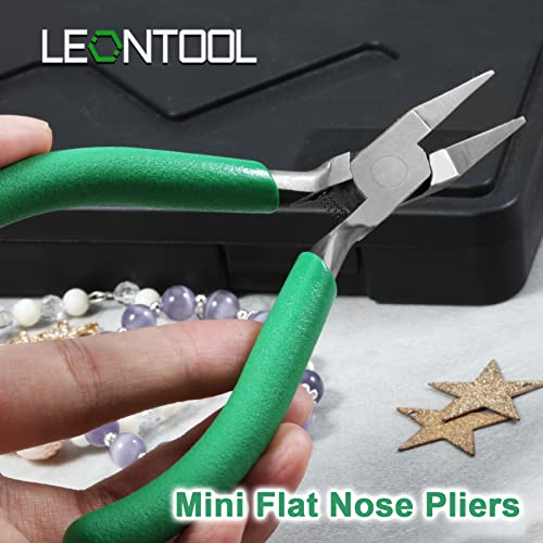 Flat Nose Pliers Smooth Jaw Precision Small Jewelry Beading Making Tool Mini Pliers with Green PVC Handle for Wire Bending Warpping Straightening Shaping Professional DIY Hand Tools - style: Flat Nose Pliers