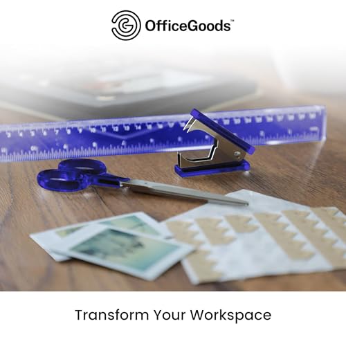 OfficeGoods 3-Piece Acrylic Desk Set, Blue with Silver Metal - color: Blue