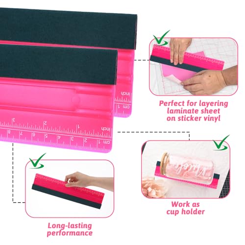 Wallpaper Smoothing Tool, Professional Vinyl Squeegee with Ruler Felt Squeegee for Vinyl Decals Sticker Paper Wallpaper Window Film Tools (12inch) - size: 12inch