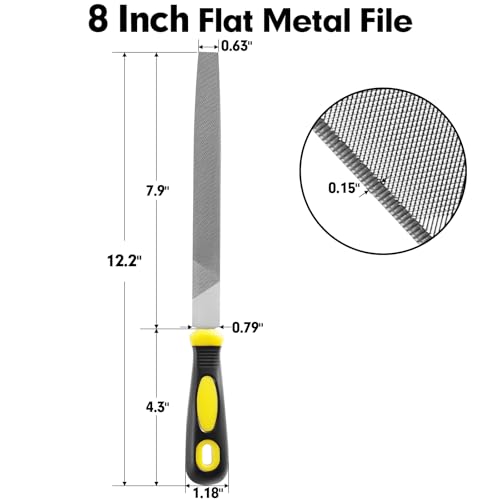 8 Inch Flat Hand Metal File,Durable Metal Files for Steel,Wood File - color: 1PCS 8Inch Flat Metal File(Black+Yellow)