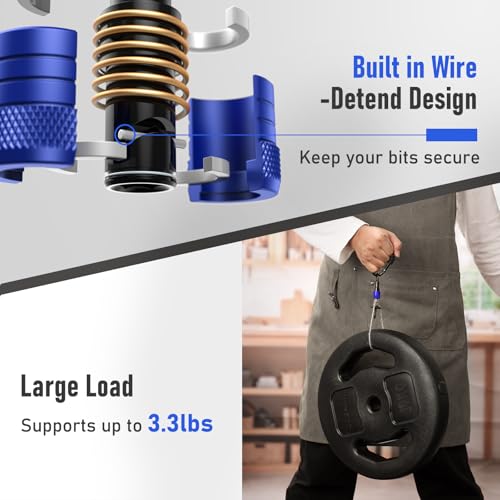 Enhanced Non-Slip Bit Holder Key Chain 6pc, Drill Bit Holder for 1/4 Inch Hex Shank Bits, Bit Holders for Impact Driver Drill Bit Extension, Screwdriver Bit Holder, Quick Change & Easy Access, Blue - color: Blue